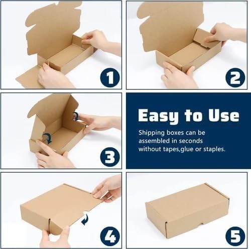 JIA INDUSTRIES size:7 x 4 x 2 Inch,3 Ply Brown Flap,Self Locking Corrugated Box For Sturdy and Secure Shipping,Moving, Courier,Gifting and Multipurpose Use (Pack of 100, Brown)