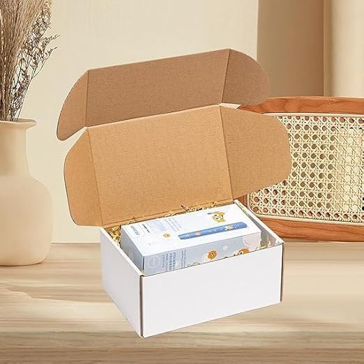 MALANI STORES 3Ply Corrugated Box/Shipping Boxes/Packaging Boxes 7X4X2 inch selflock white corrugated 3ply box_Pack of -25
